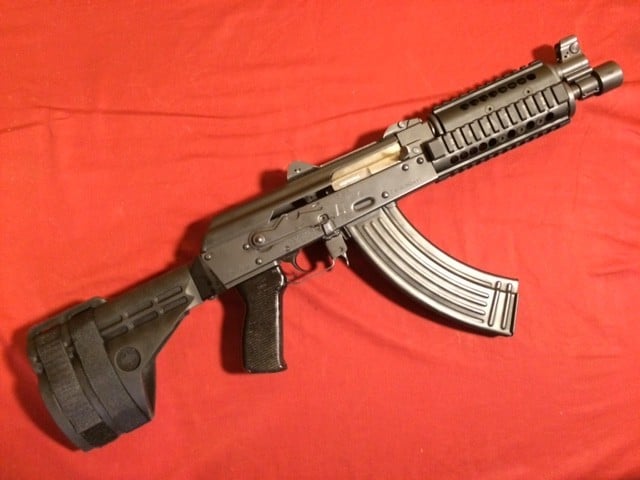 Zastava PAP 92 Pistol with Century Brace and MWI Handguard VS AK Maadi Rifle with Hogue